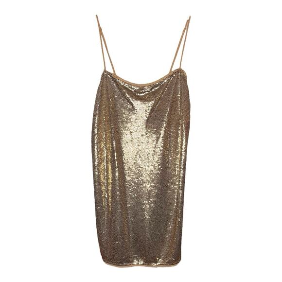 Free People Time To Shine Sequin Mini Dress Gold Size Medium - Picture 1 of 3